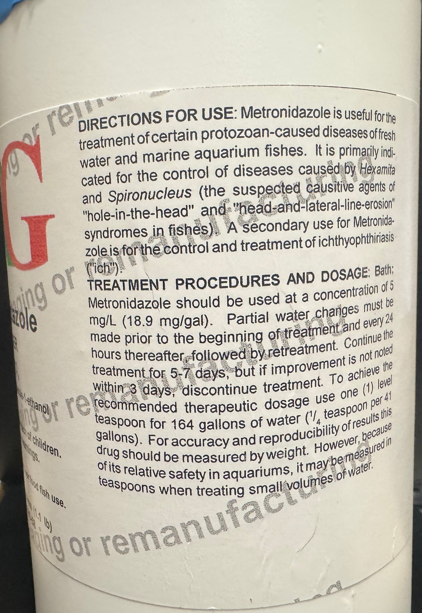 ARG METRONIDAZOLE Anti-Parasitic 500G
