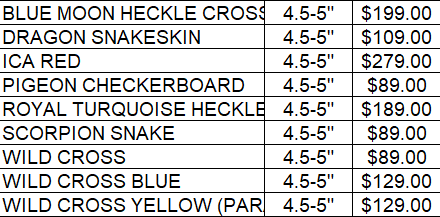 New Discus Stock list