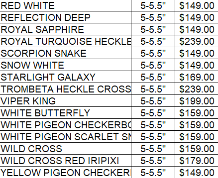 New Discus Stock list